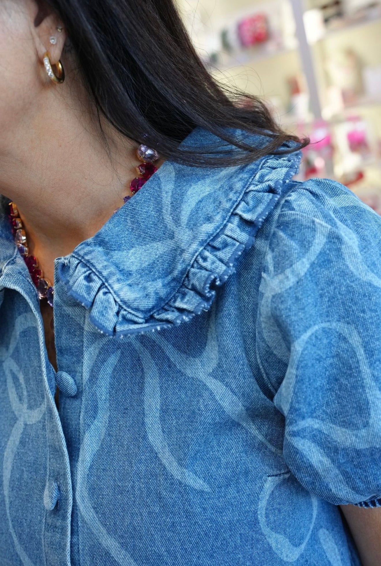 Bow Button Down Mini Dress