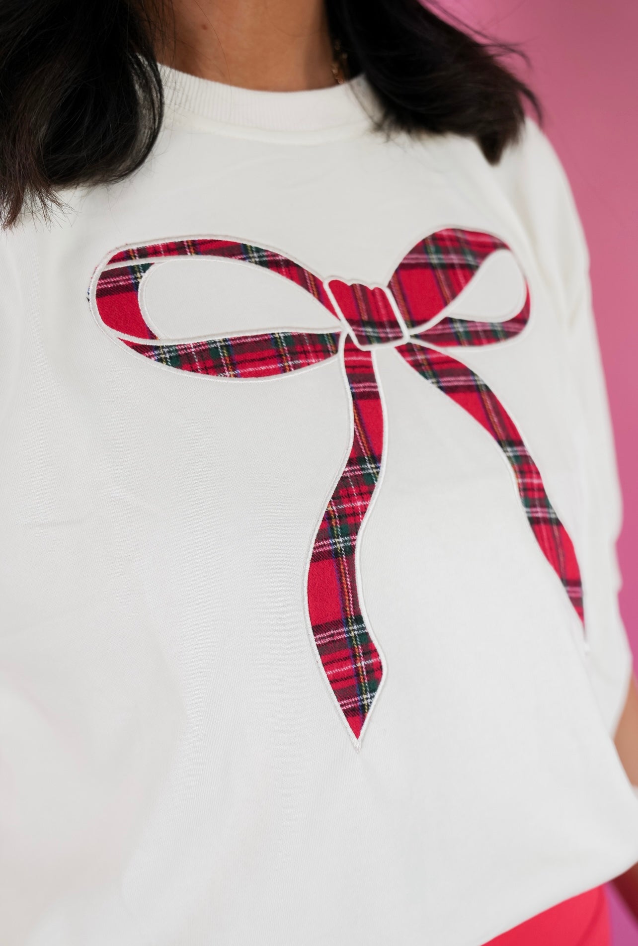 Plaid Bow Christmas Top