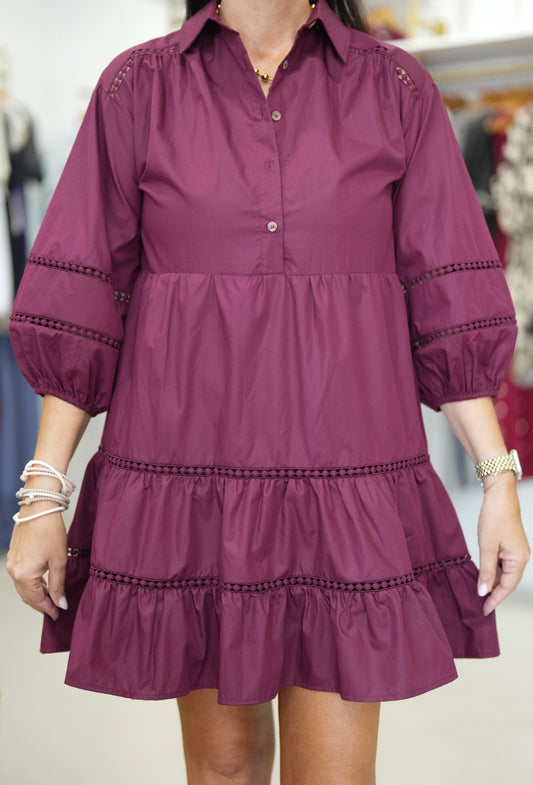 Wine Ruffle dress