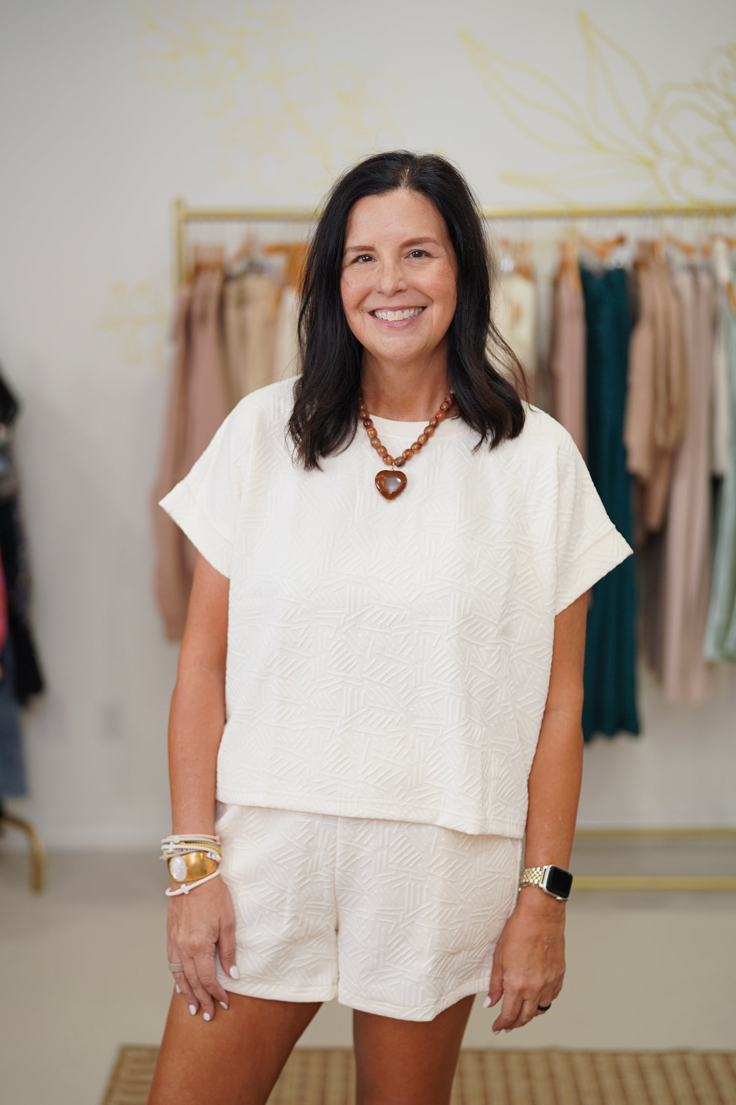 Ribbed Short Set (off white)