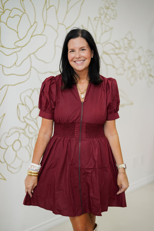 Wine Zipper Dress