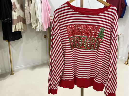 Red & White Stripe Christmas Top - final sale
