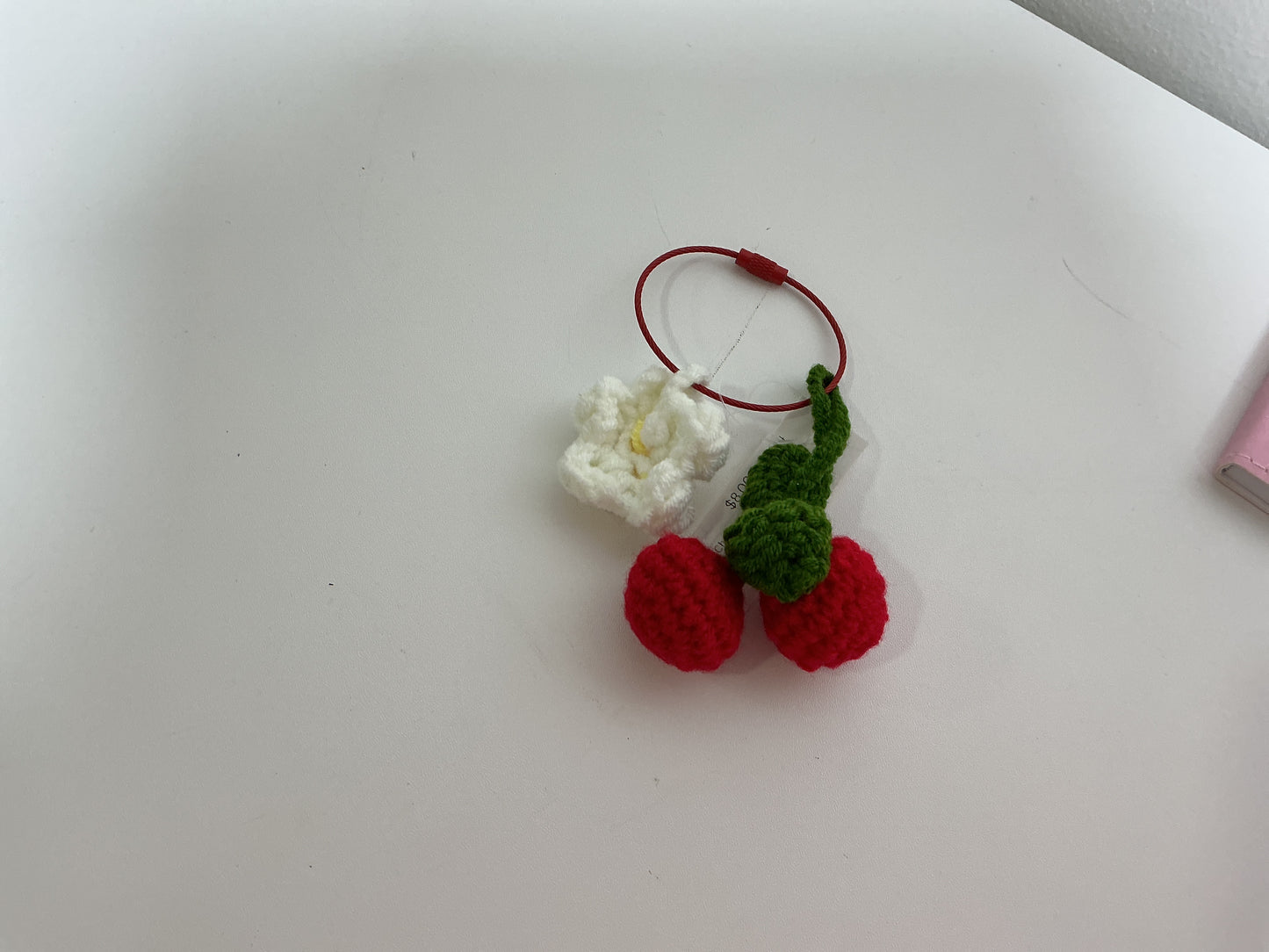 Cherries + Daisy keychain