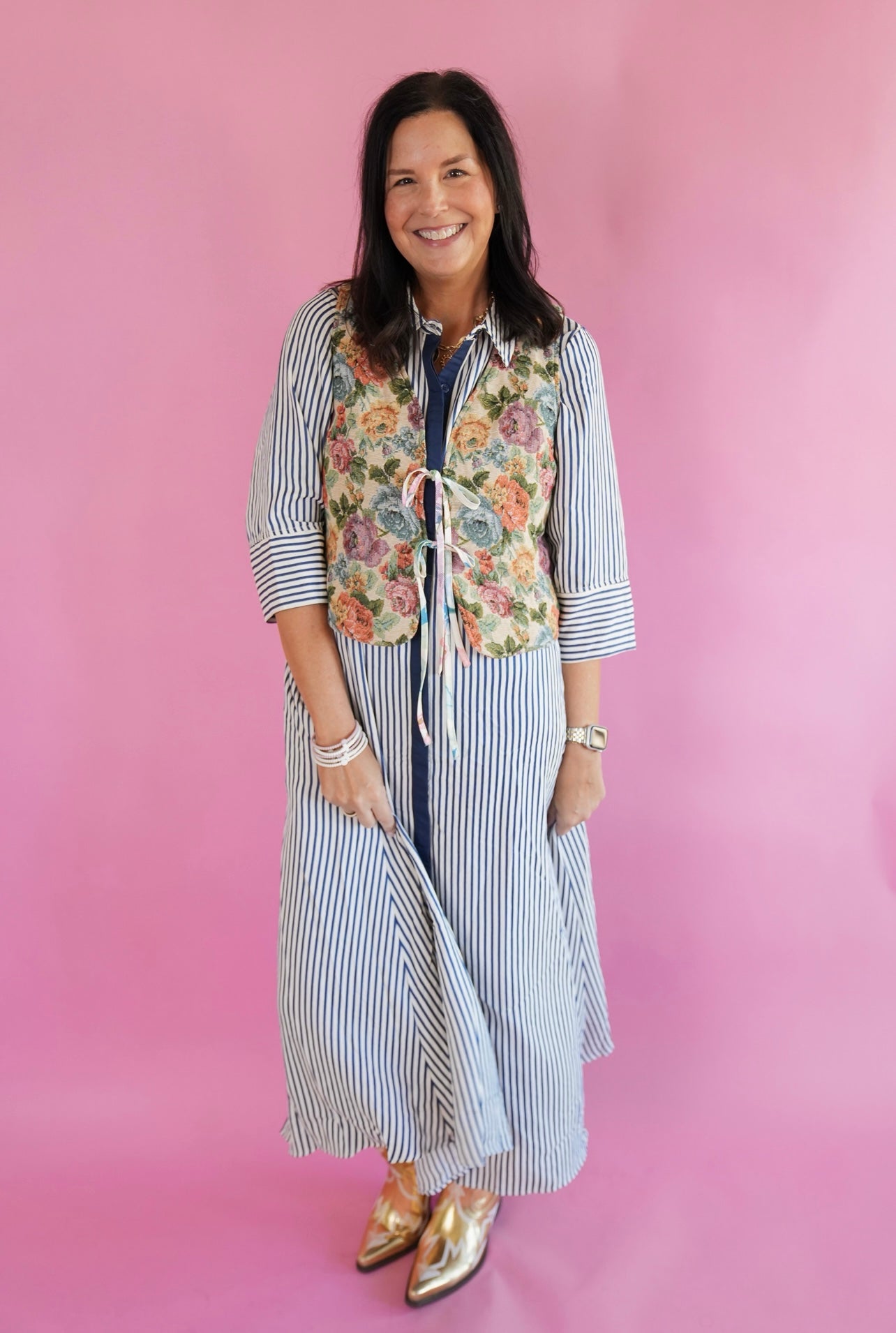 Blue & White stripe maxi