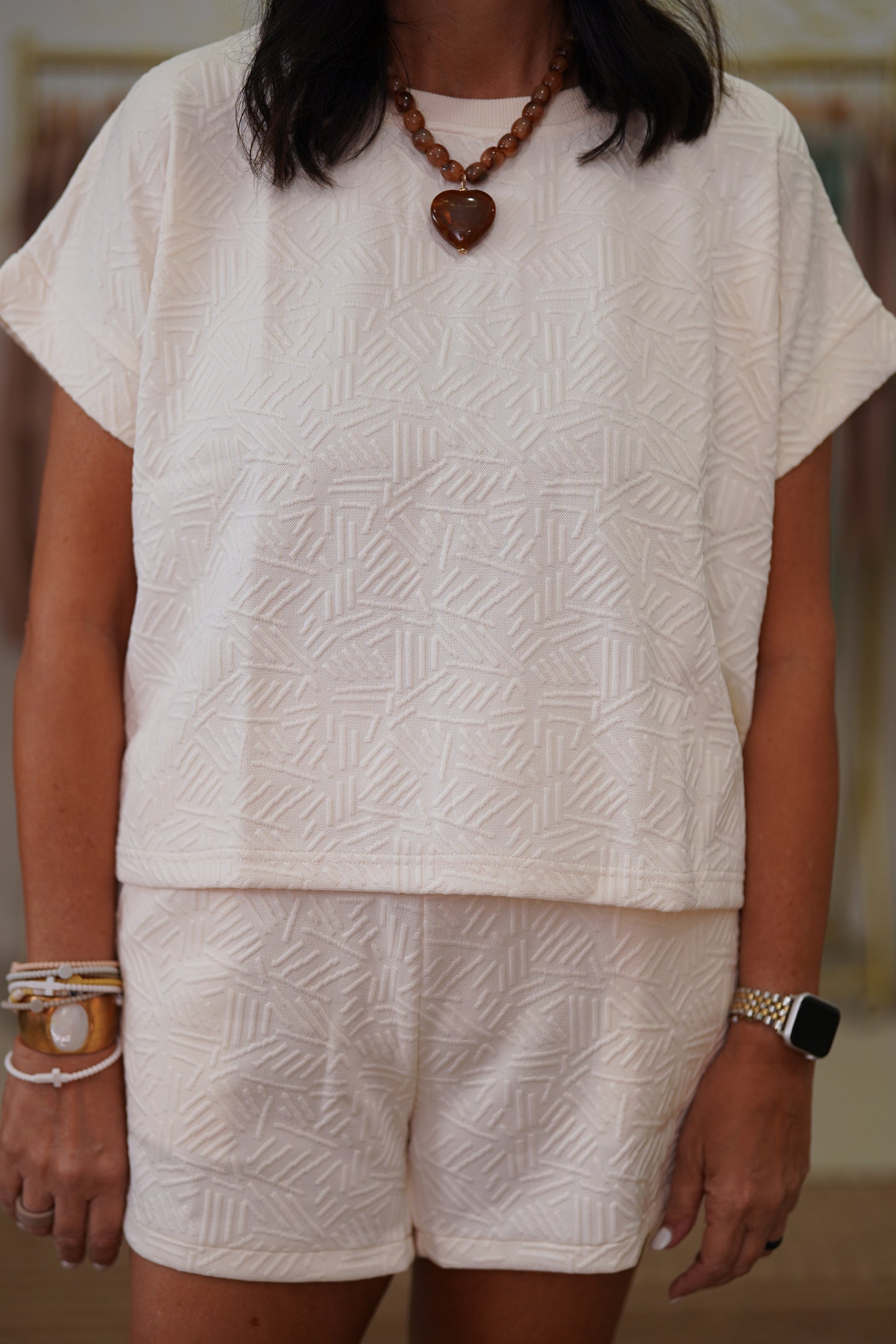 Ribbed Short Set (off white)