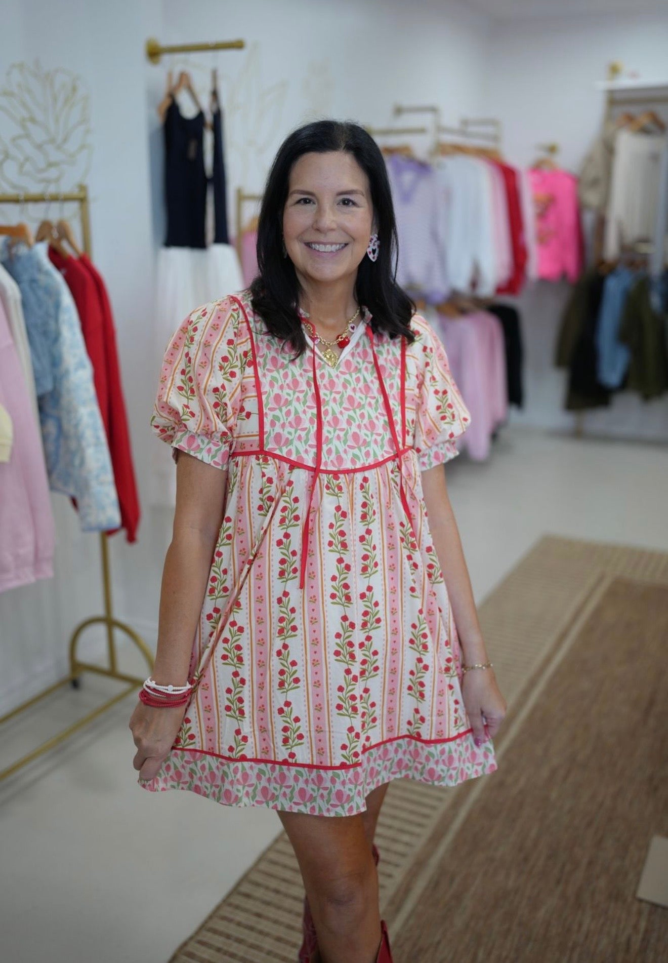 Pink & Red Floral Dress