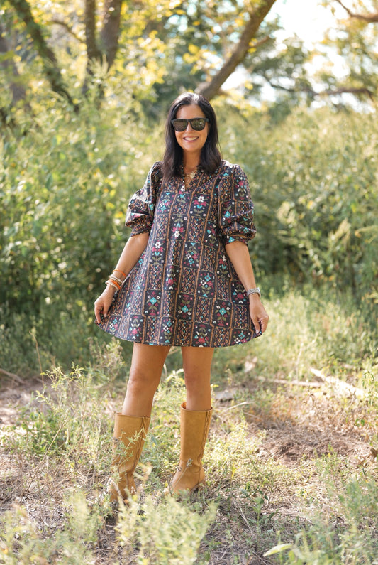 Block floral dress