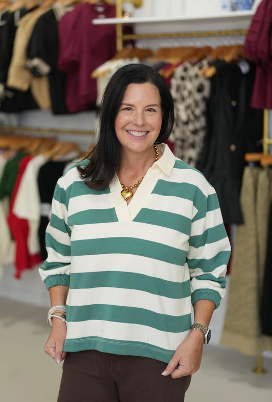 Green & White Rugby Top