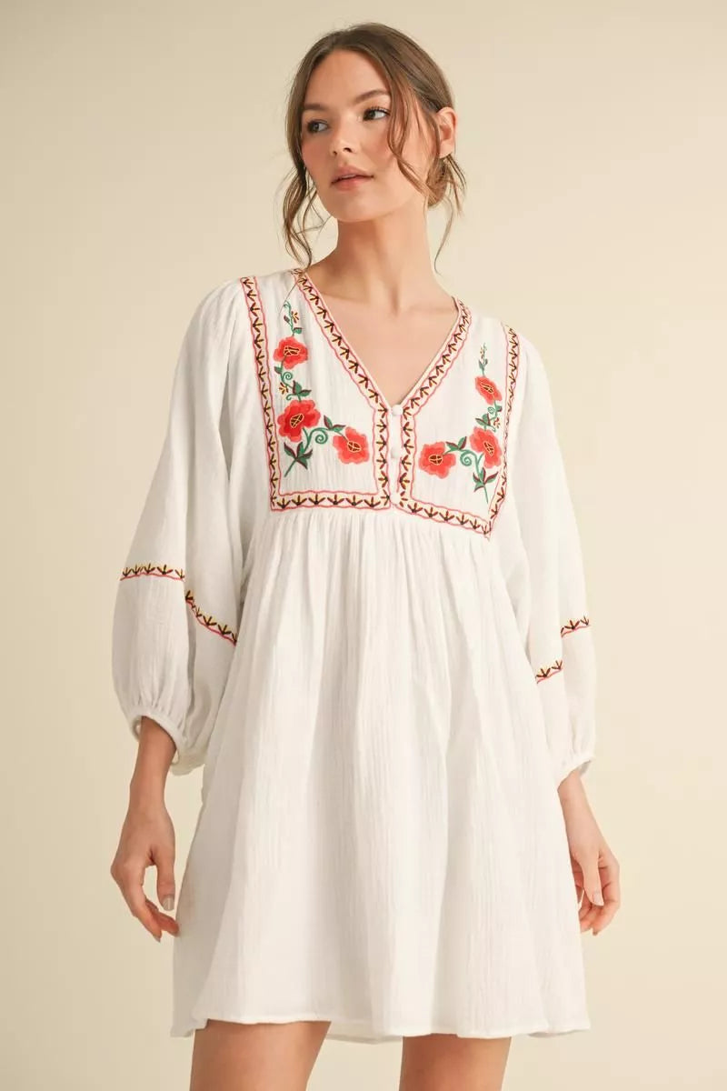 White Embroidered Dress