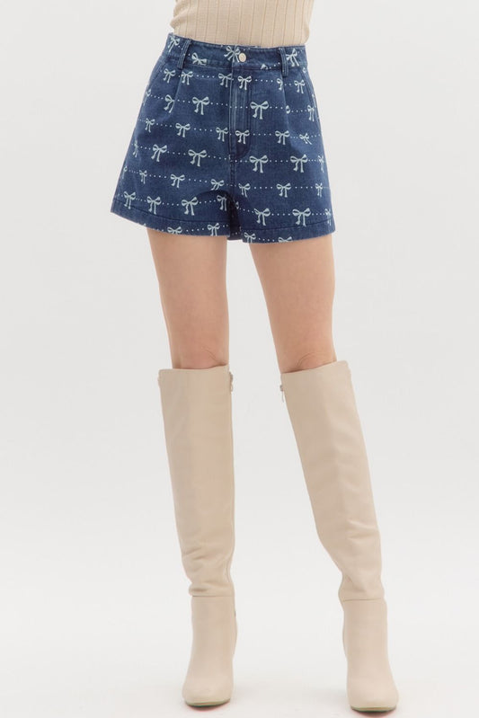 Bow Denim Shorts