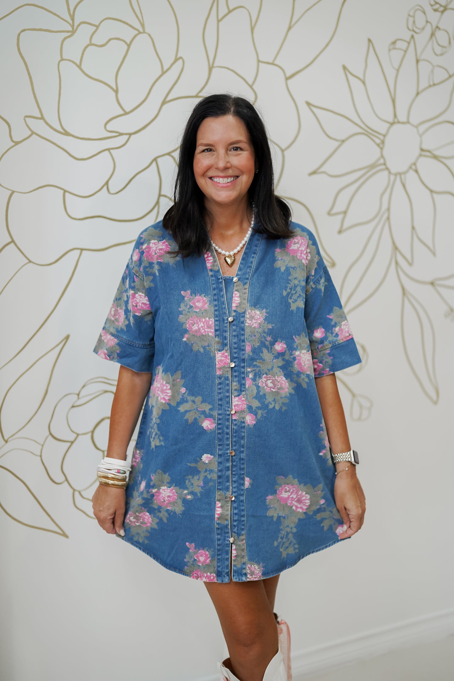 Denim Floral Dress